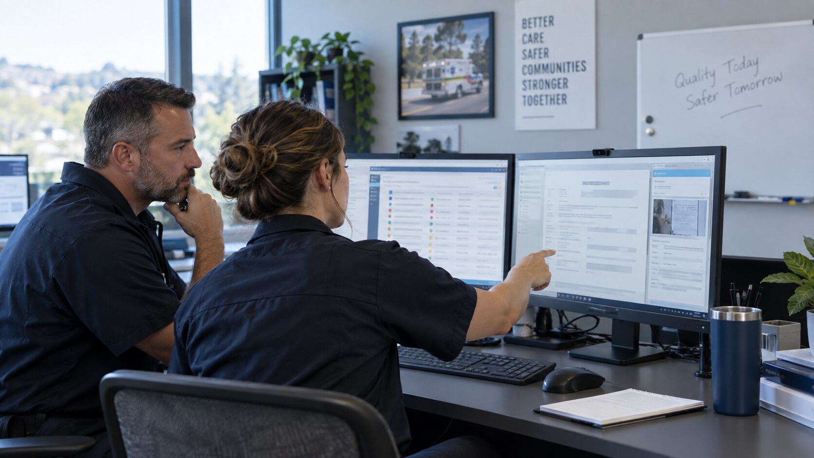 EMS quality reviewers working through a prioritized review queue