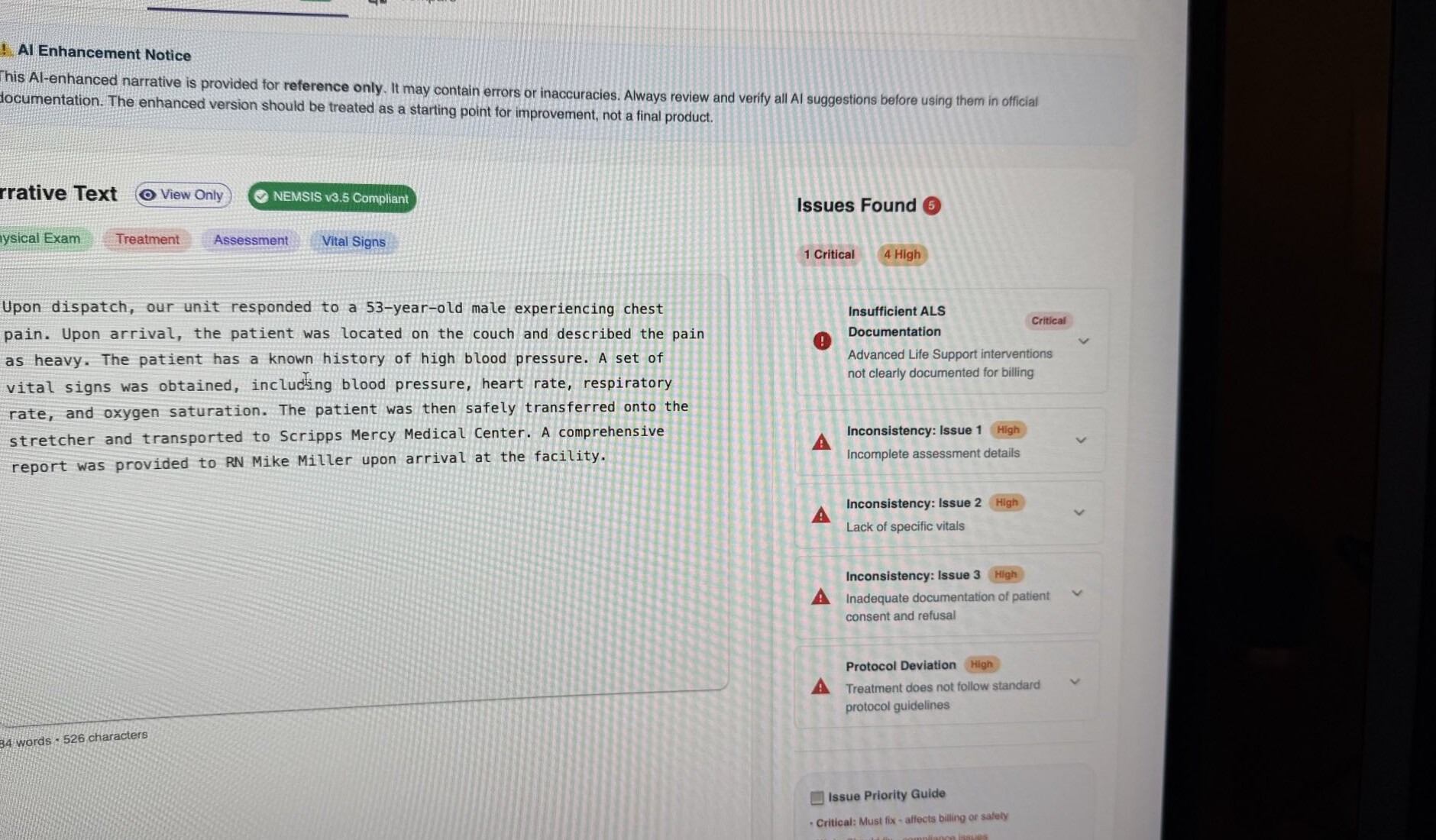 Narrative review showing prioritized findings